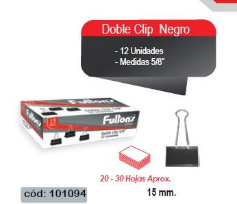 CLIP DOBLE NEGRO 15 MM. METALICO FULTONS