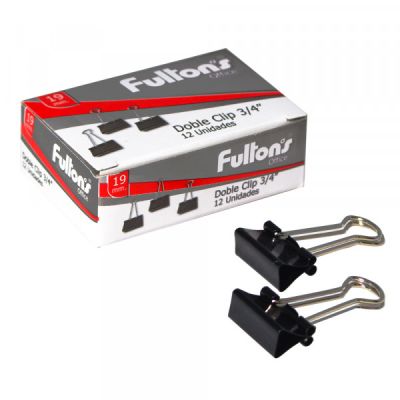 CLIP DOBLE NEGRO 19 MM. METALICO FULTONS