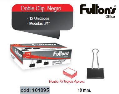 CLIP DOBLE NEGRO 19 MM. METALICO FULTONS