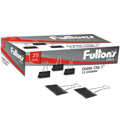 CLIP DOBLE NEGRO 25 MM. METALICO 12 UN. FULTONS