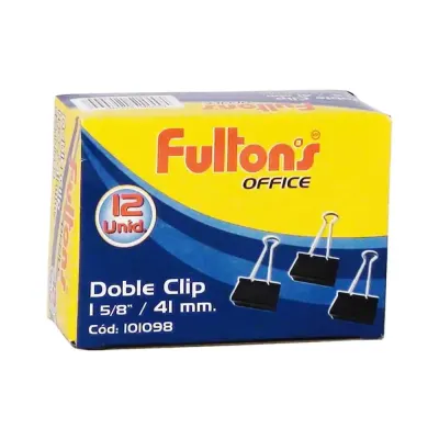 CLIP DOBLE NEGRO 41 MM. METALICO CAJA DE 12 FULTONS