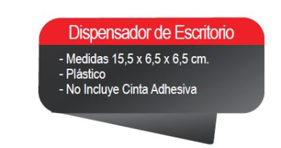 DISPENSADOR CINTA ADHESIVA NEGRO PLAST. ESCRITORIO F38 FULTONS