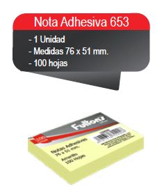 NOTA ADH. 656 76X51 MM. 100 HJS. 1 UN. AMARILLO FULTONS