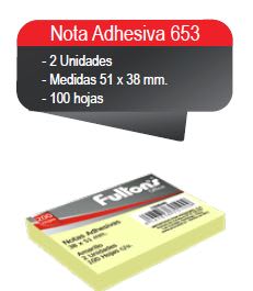 NOTA ADH. 653 51X38 MM. 100 HJS. 2 UN. AMARILLO FULTONS