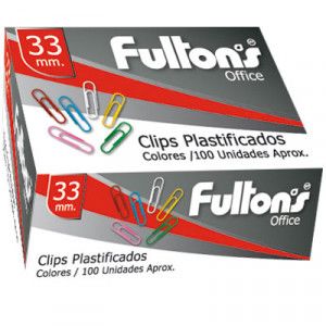 CLIP N?1 RED. COL/SURTIDO 33 MM. PLAST. CJA. 100 UN. FULTONS