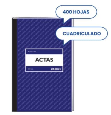 LIBRO ACTAS AUCA CUADRICULADO 400 HJS