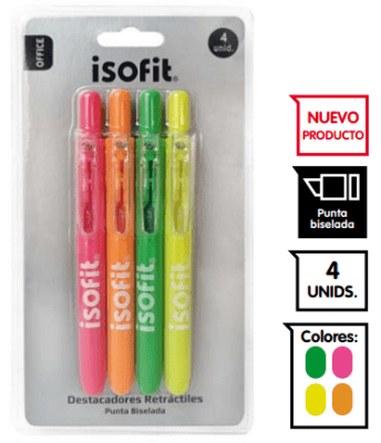 BLI.DESTACADOR RETRACTIL ISOFIT-DSG 4 UNI