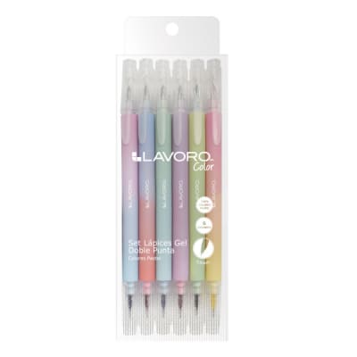 LAPICES GEL DOBLE PUNTA 6 PCS COLORES PASTEL LAVORO