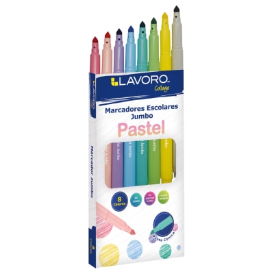PLUMON ESCOLAR JUMBO PTA CONICA COLORES PASTEL 8 COL