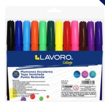 PLUMON ESCOLAR JUMBO PTA.RED. CPO. PLAST. 12 UN. COL/SURTIDO