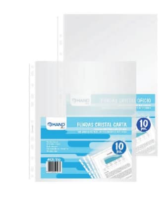 10 FUNDAS CRISTAL.LOM/BLANC.CARTA HAND