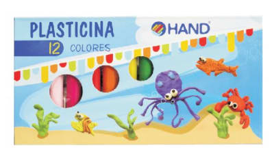 PLASTICINA. 12 COLORES. 175g HAND