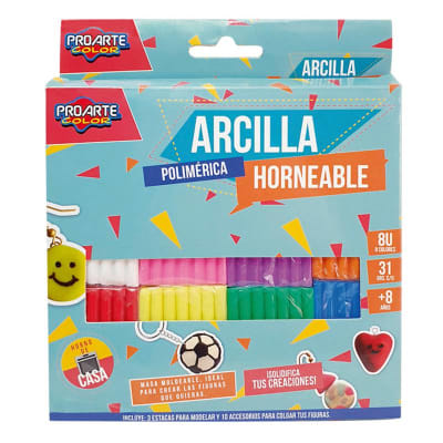 ARCILLA PROARTE HORNEABLE 8 COLORES C/ACCESORIOS