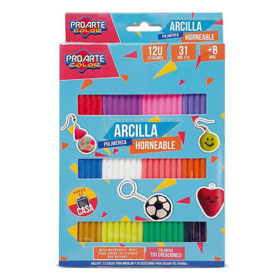 ARCILLA PROARTE HORNEABLE 12 COLORES C/ACCESORIOS