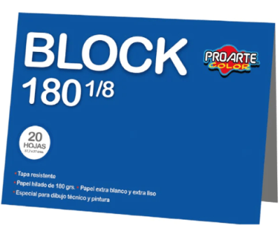 BLOCK PROARTE MEDIO N°180 1/8 20H.180G 37,7x27cm