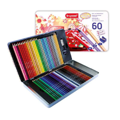 Lápices Hexagonales 58 Colores + Sacapuntas + Goma de borrar