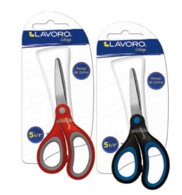 TIJERA ESCOLAR MANGO DE GOMA 5 1/2 BLISTER LAVORO