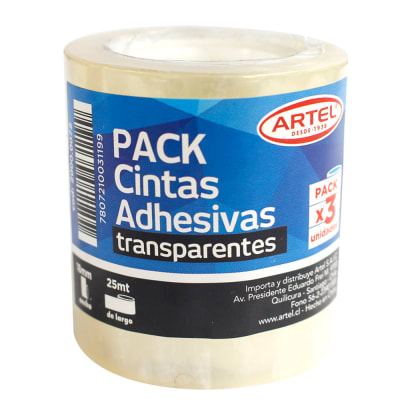 3 CINTAS ADHESIVAS TRANSP. 18MM ARTEL