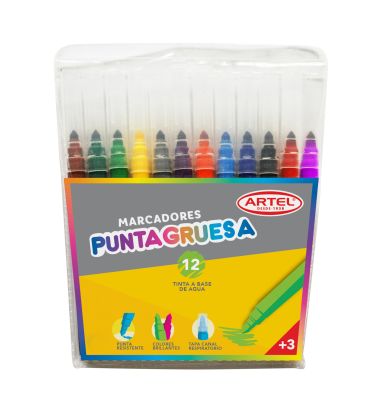Est. 12 marcadores punta gruesa ARTEL
