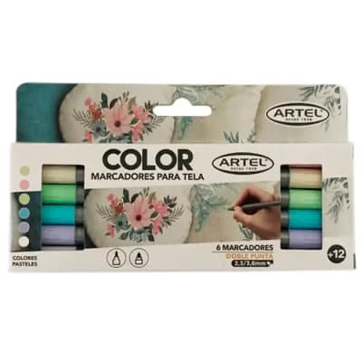 Est. Marcadores De Tela 6 Colores Pastel
