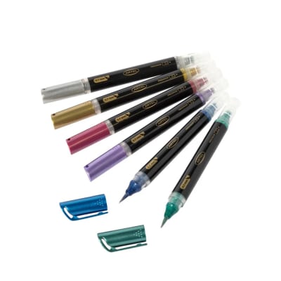 Est. Marcadores Brush Click 6 col metali