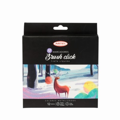 Est. Marcadores Brush Click 12 col metal