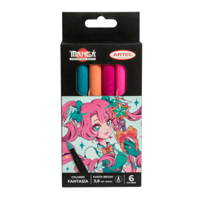 Est. Marcadores brush 6 colores fantasía