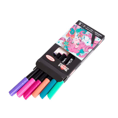 Est. Marcadores brush 6 colores fantasía