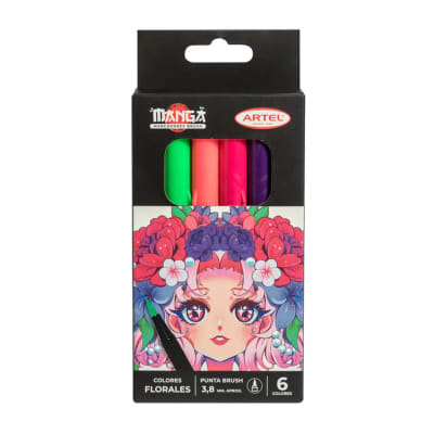 Est. Marcadores brush 6 colores florales