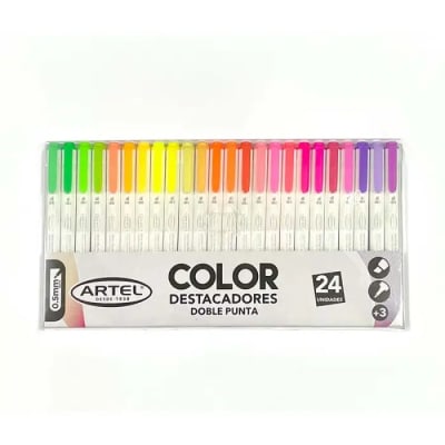 Destacador Doble Punta 24 colores Artel