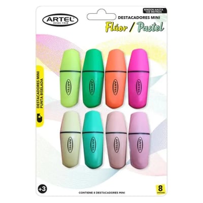 Destacador Mini Pastel + fluor 8 unidade