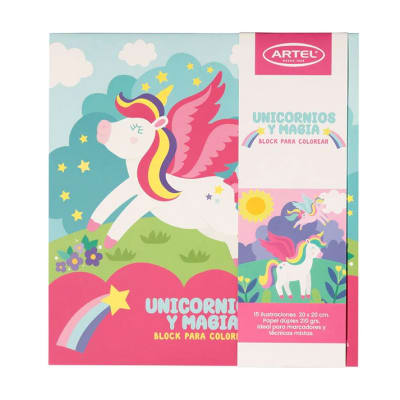 Block para colorear Unicornios y magia