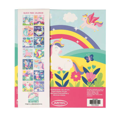 Block para colorear Unicornios y magia