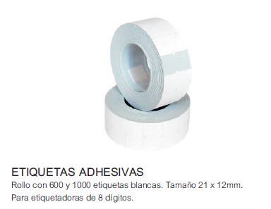 ETIQUETAS BLANCAS,1000 UNID.21x12mm.