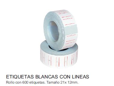 ETIQUETAS BLANCAS C/LINEA.600un.21x12