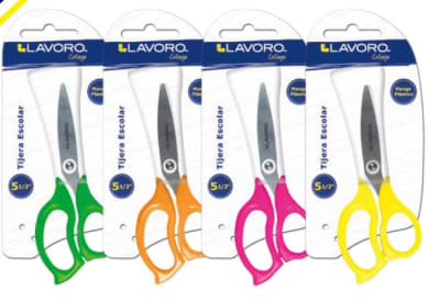 TIJERA ESCOLAR 5 1/2 COLORES NEON MANGO ERGONOMETRICO