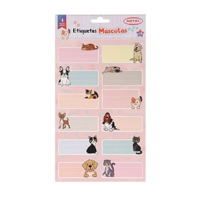 Set 12 Etiq. Nombre 35x70mm Mascotas