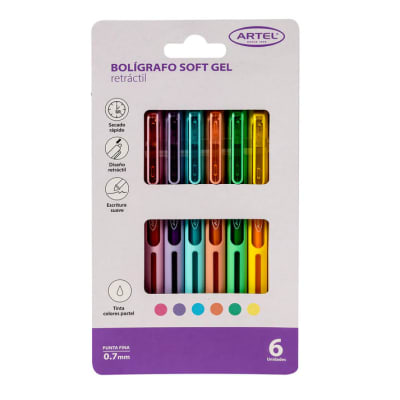BL. Bolígrafos Gel 6un colores pastel