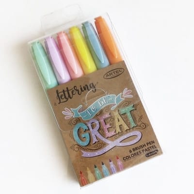 SET. MARCADORES LETTERING 6 PASTEL PINCE