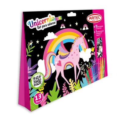 SET COLOREAR TERCIOPELO UNICORNIO 13PCS