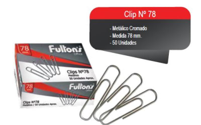 CLIP N°78 78 MM. METALICO CJA. 50 UN. FULTONS