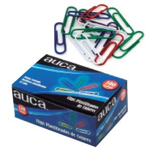 CLIPS PLASTIFICADOS COLORES C/100UN AUCA