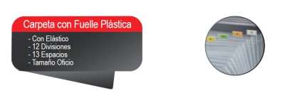CARPETA C/FUELLE OF  C/ELAST 12 DIV NEGRA LAVORO