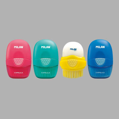 GOMA CON FUNDA Y CEPILLO COLORES CAPSULE MILAN