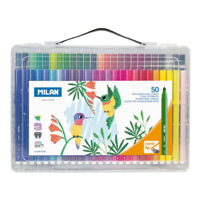 MALETIN ROTULADORES CONICO 50 COLORES MILAN