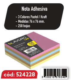 NOTA ADH 654 76X76 258H 3COL PASTEL/KRAFT