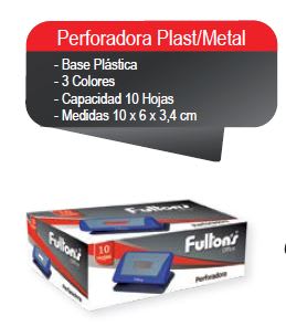 PERFORADORA PEQUENA PLAST/METAL 2 PERF. AZUL BASE PLAST. FULTONS