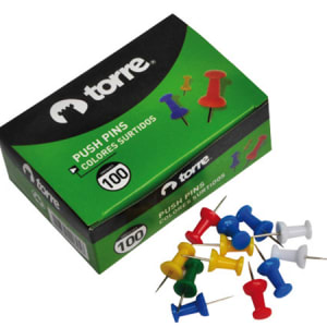 CAJA PUSH PINS JUMBO COL. SURTIDOS 100 U