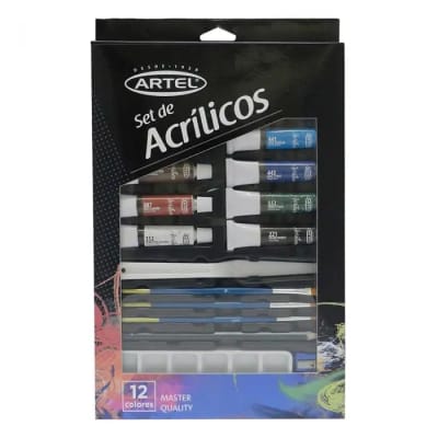 Set Pintura Acrilicax12col+ 3 pincel+gra