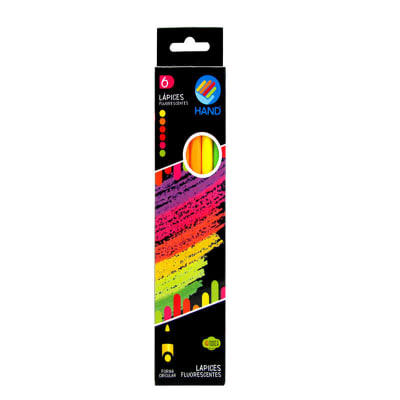 LAPICES 6 COLORES FLUORESCENTES HAND